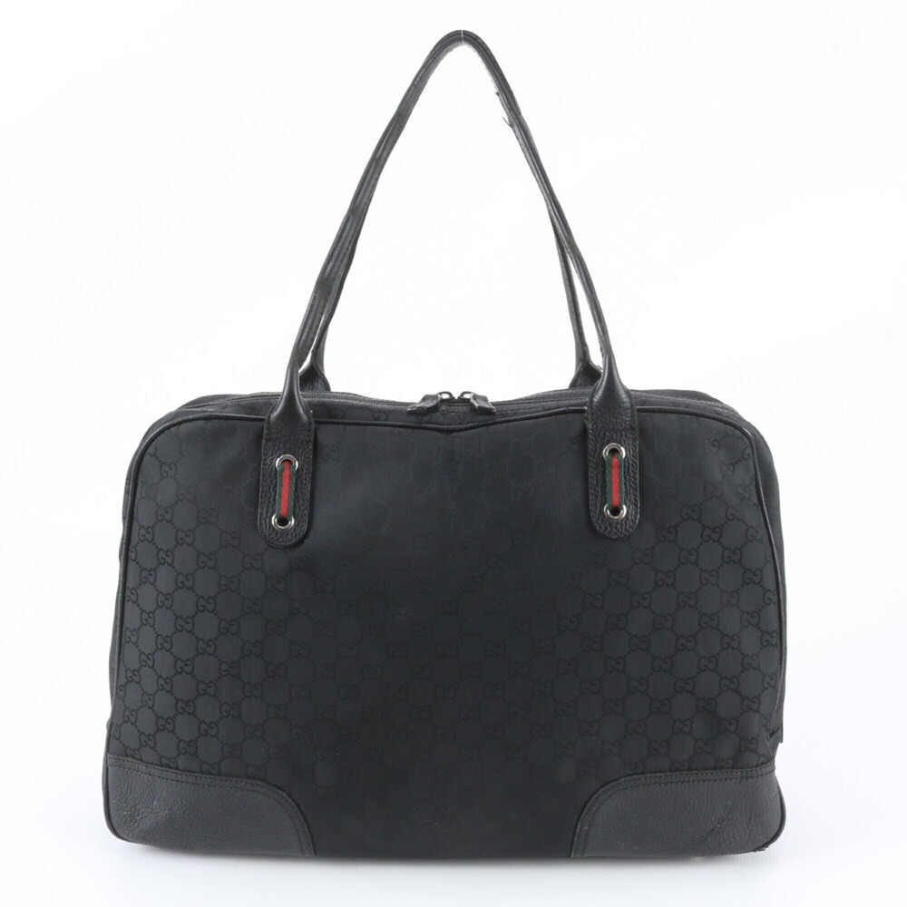 Gucci GG Nylon Princy Leather Boston Bag Tote Carry-on Black Men's